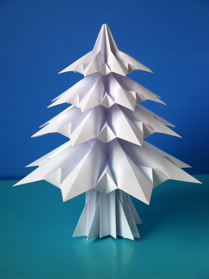 Елочка оригами из бумаги - простые инструкции чтобы сделать елочку своими руками +фото и видео!